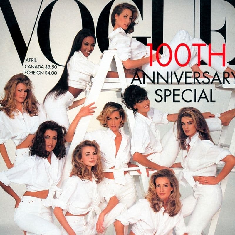 娜奥米·坎贝尔 和90年代超模共同拍摄的美国版Vogue百年纪念大刊