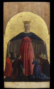 Piero della Francesca: pannello della Madonna della Misericordia, nella pala centrale del polittico di Sansepolcro (1445 -1472) 