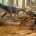 Arte: Dinosauri. Giganti dall'Argentina, Herrerasaurus ischigualastensis, ambientato