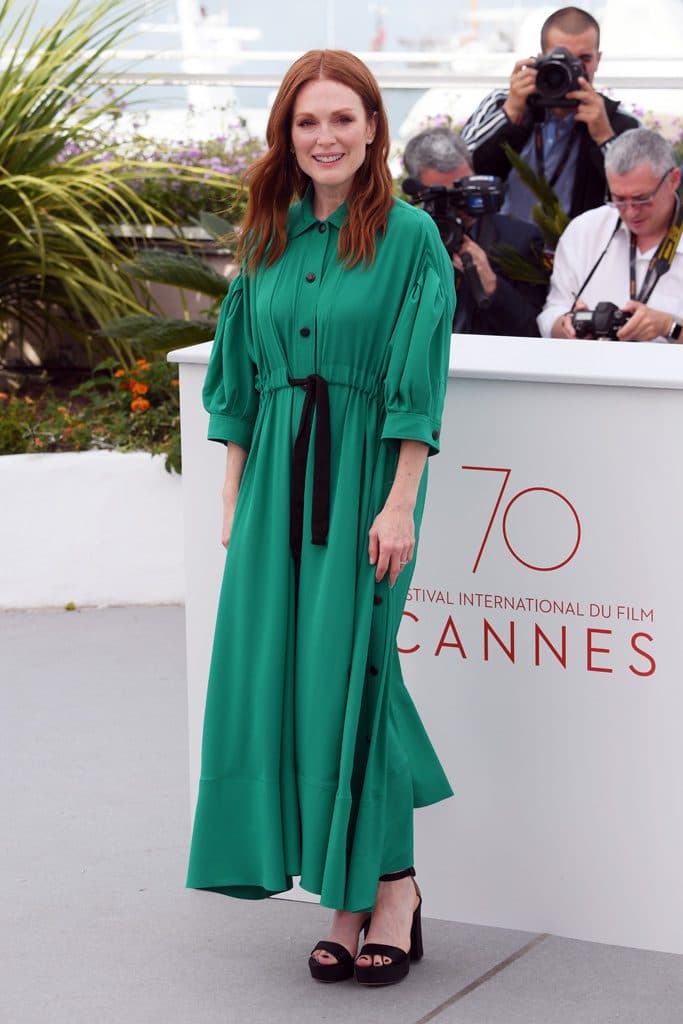 Moda: Julianne Moore: verde Rykiel e bianco Chanel