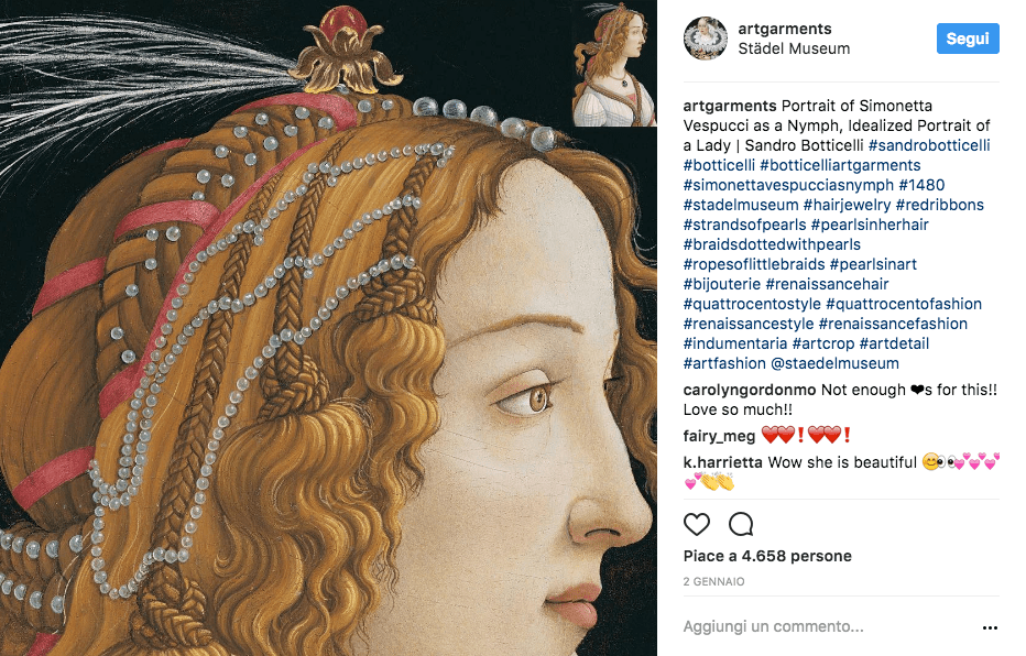Moda: la storia della moda passa su Instagram. Un'opera di Sandro Botticelli