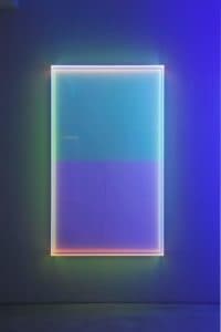 mam-e mlostra REGINE SCHUMAN. COLORMIRROR - LA MOSTRA A MILANO Colormirror Soft Blue Horizontal, 2018, vetro acrilico, 150x90x12cm