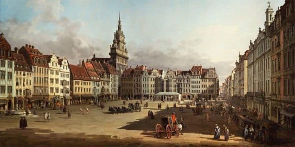 Mame arte DA TIEPOLO A CANALETTO, A GUARDI. IL TRIONFO DEL COLORE Bernardo Bellotto Veduta del vecchio mercato di Dresda  (1750 –1752) Olio su tela