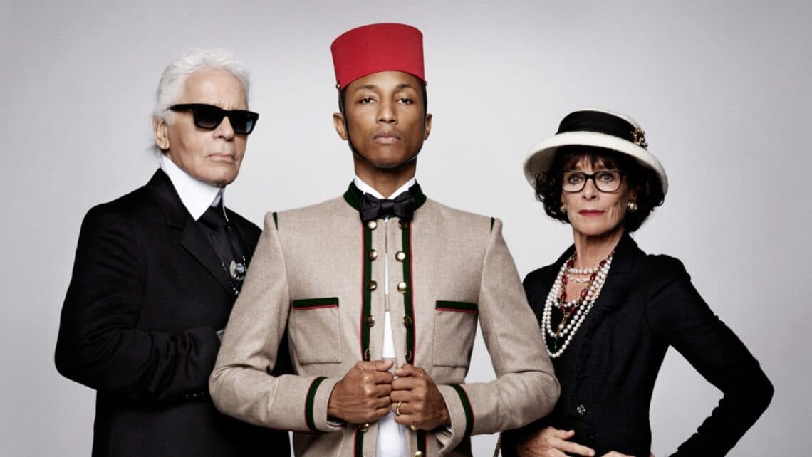 Mame Moda Chanel e Pharrell Williams: in arrivo co-lab. Lagerfeld, Williams e Chaplin