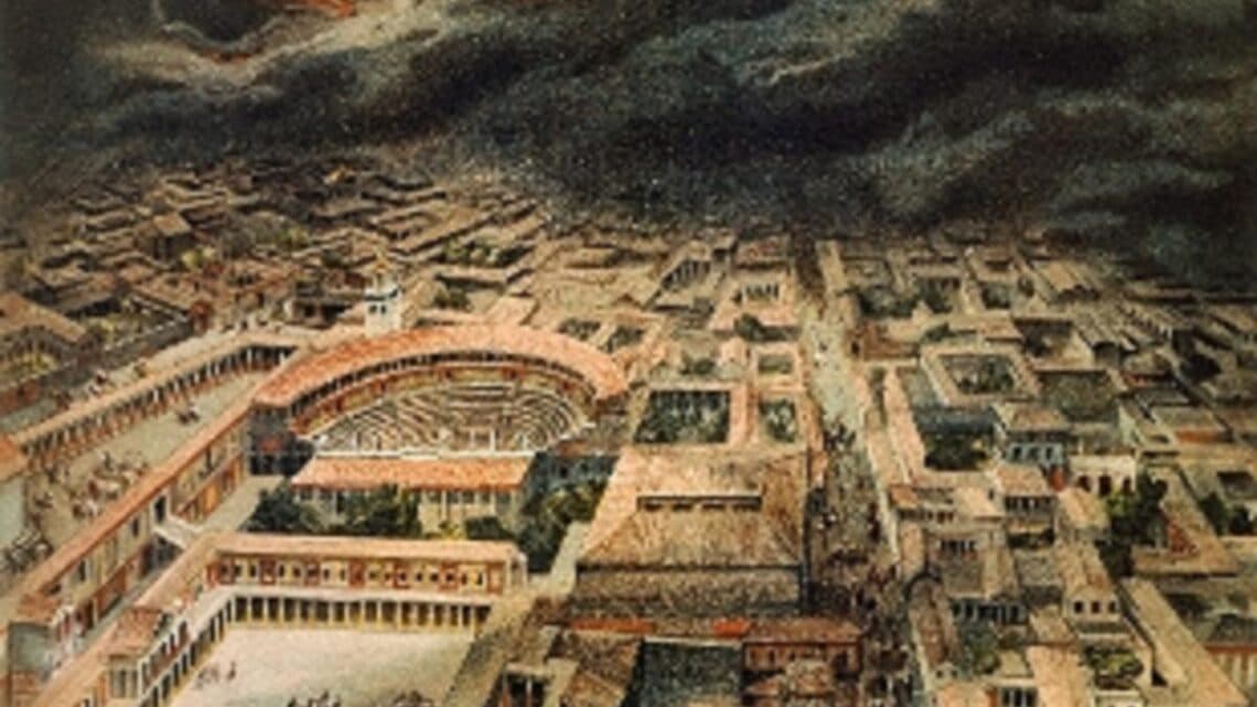 Mame arte POMPEI, UN'ISCRIZIONE CAMBIA LA DATA DELL'ERUZIONE DEL VESUVIO Vista di Pompei