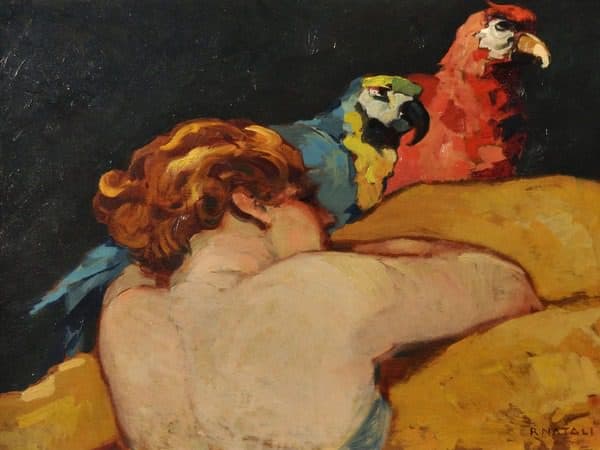 Mame arte L'eterna musa: in mostra le donne della porta accanto R. Natali - Donna con pappagalli