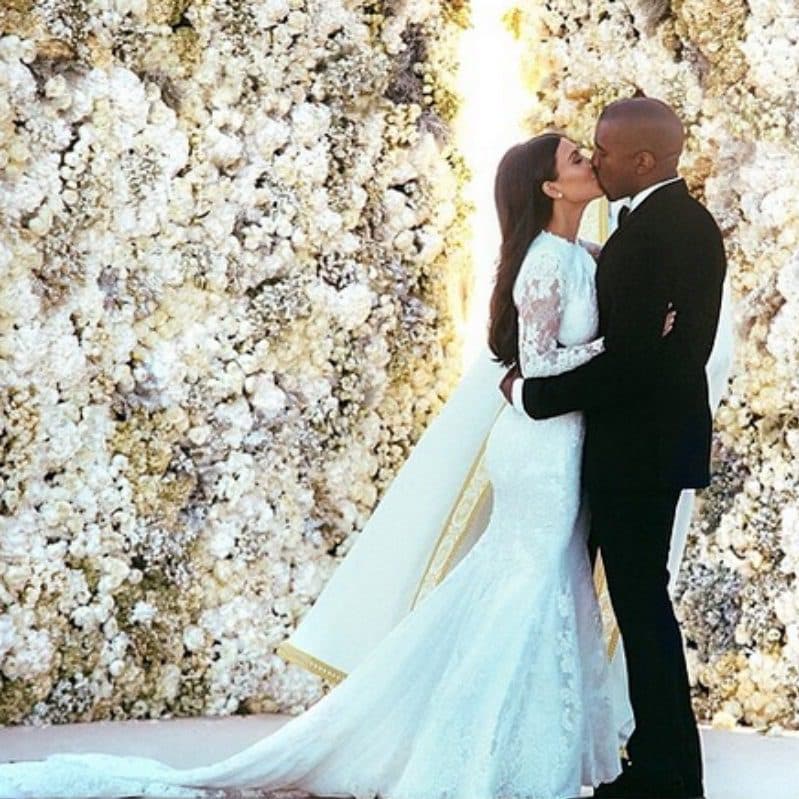 Kanye e Kim durante il loro matrimonio