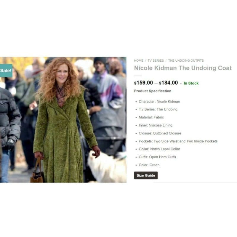Vendita di un'imitazione del cappotto indossato da Nicole Kidman