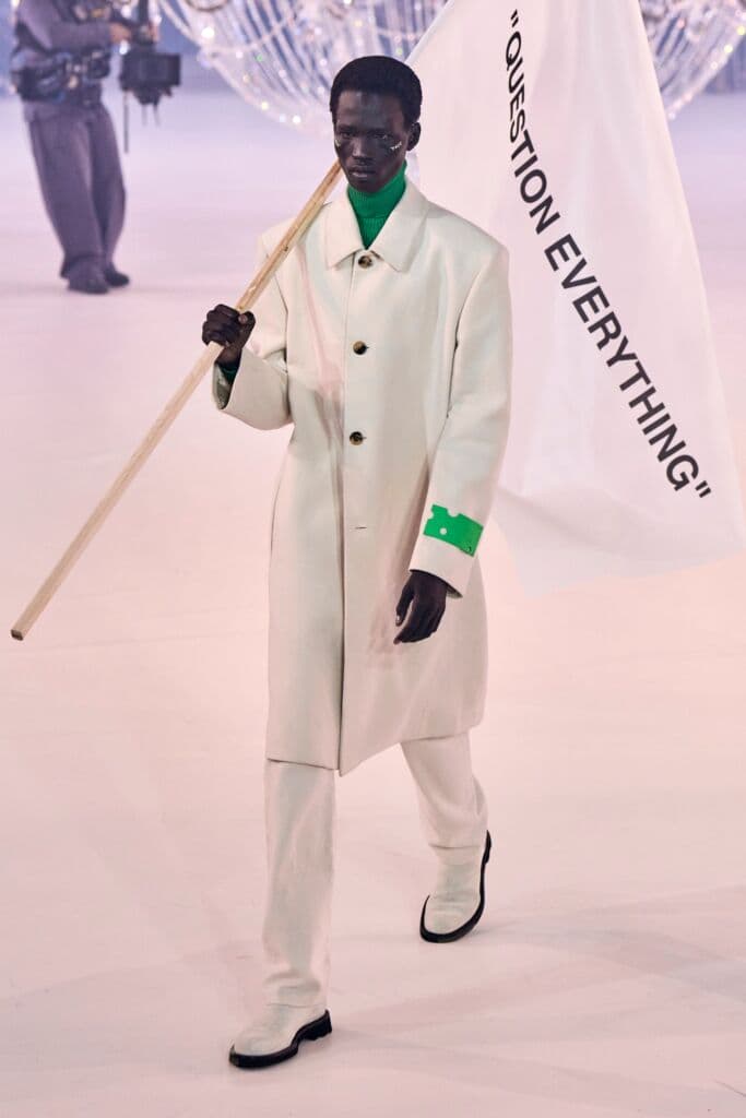 look off white virgil abloh fw22 bandiera question everything