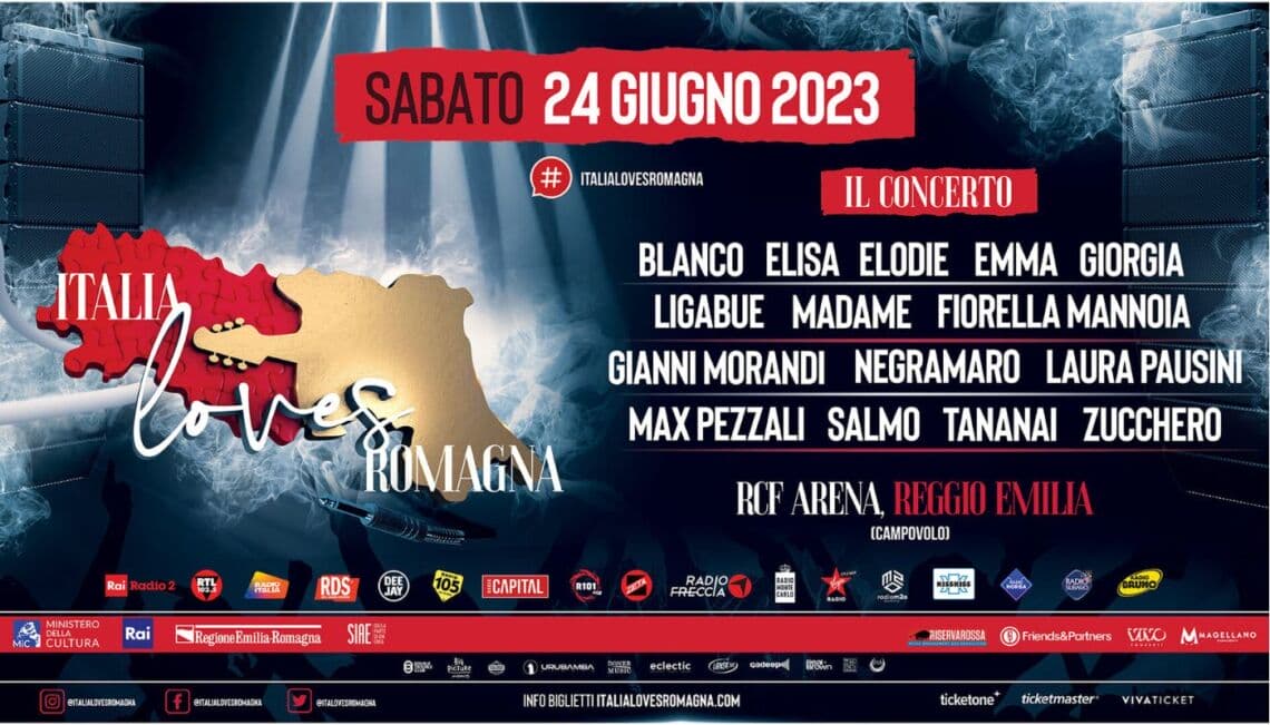 Italia Loves Romagna 2023: la musica italiana tifa Emilia