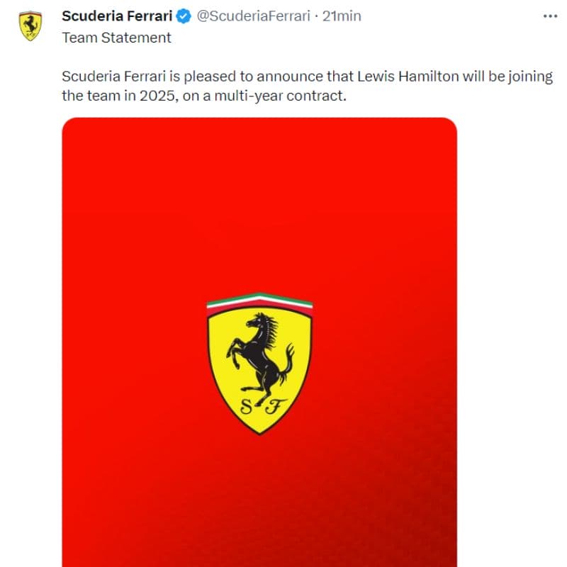 Hamilton alla Ferrari nel 2025! 